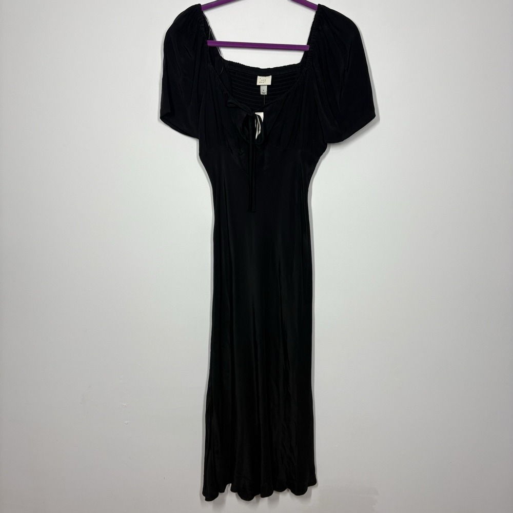 A New Day Womens Babydoll Maxi Dress‎ Size S Black Coquette Milkmaid 90s Grunge